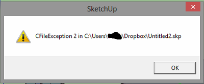 SketchUp: Error CFileException 2 while saving a file – Raccoon Ninja